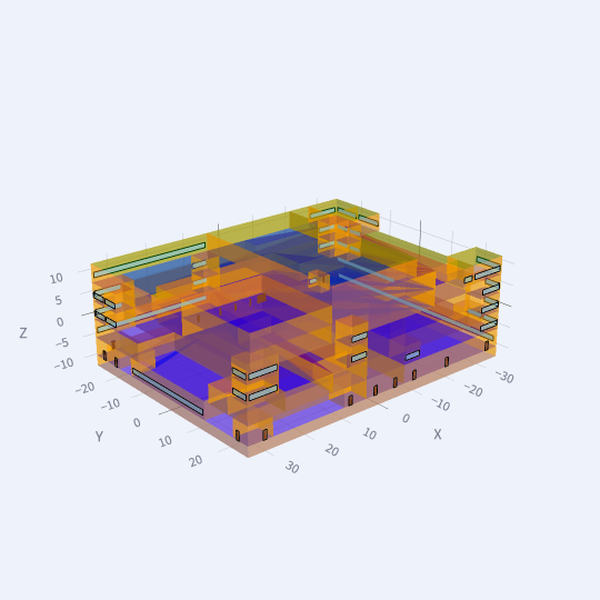 Visualització 3D volumètrica d'un edifici simulat